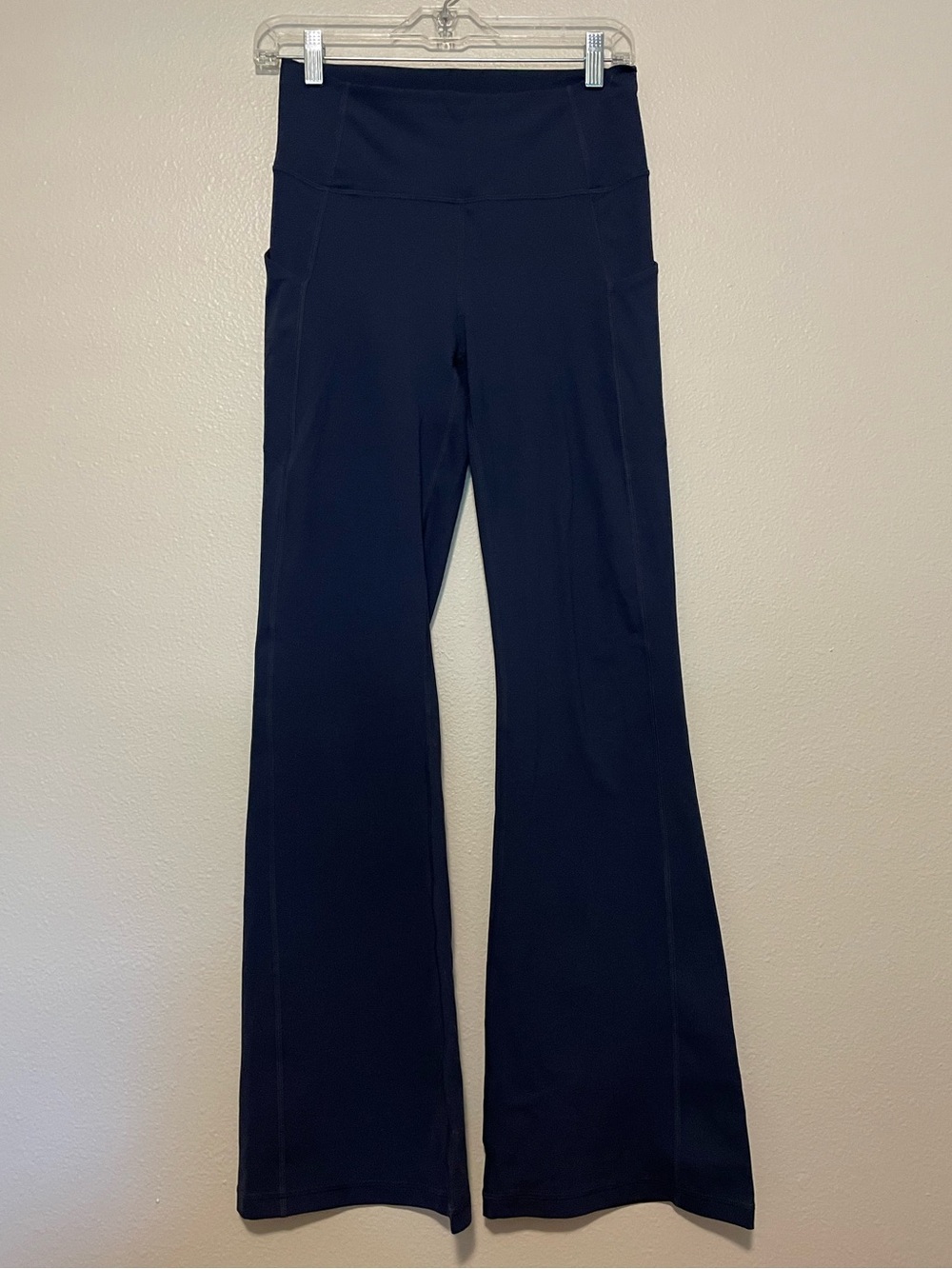 Fabletics Navy High-Waist Oasis pure luxe Flare Leggings with pockets